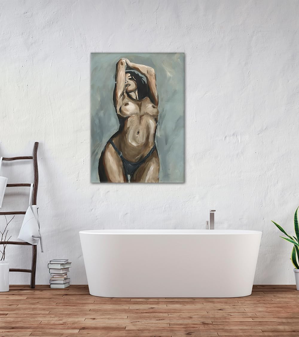 Yeesjoee Lienzo decorativo para pared de mujer sexy en blanco y neg...