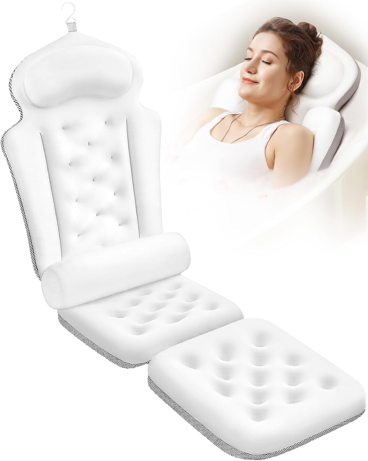 Almohada de baño de cuerpo completo para bañera, alfombrilla gruesa...