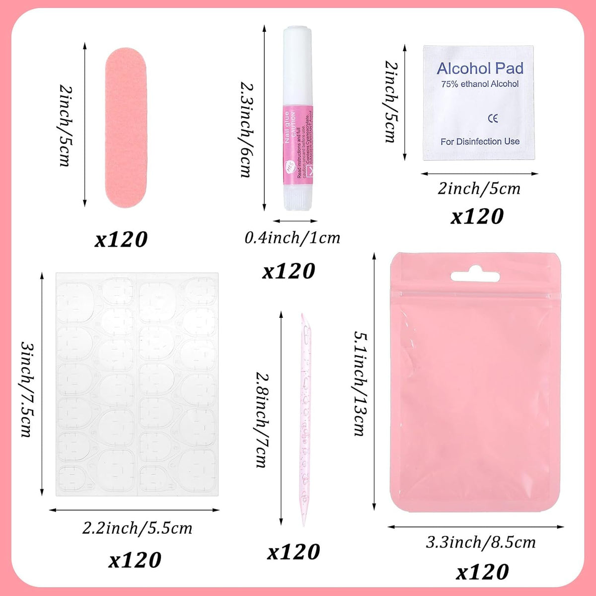 Kit de 120 herramientas de uñas a presión para empresas, kit desech...