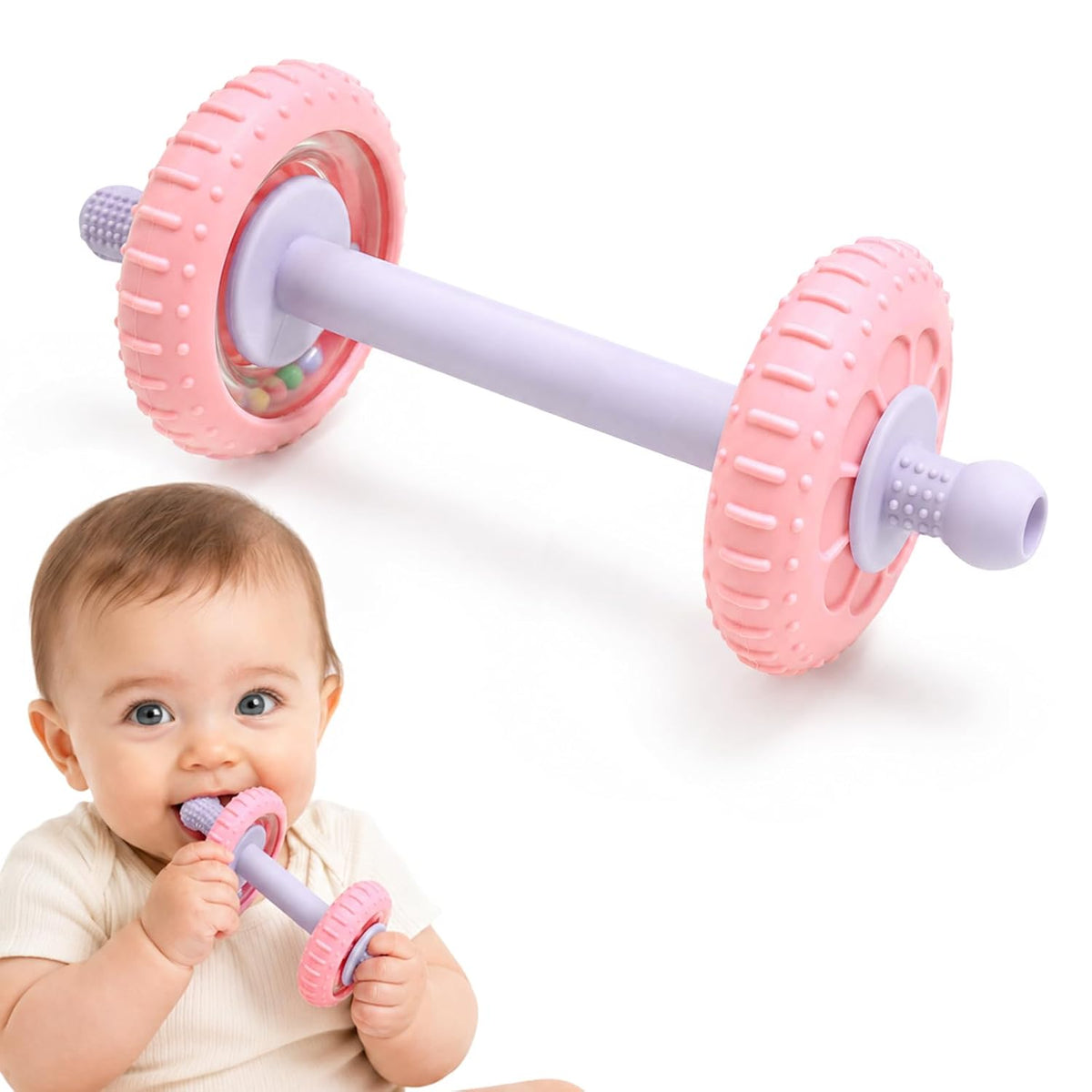 EC-Gaze Juguetes mordedores para bebés, sonajero con mancuernas, 3-...