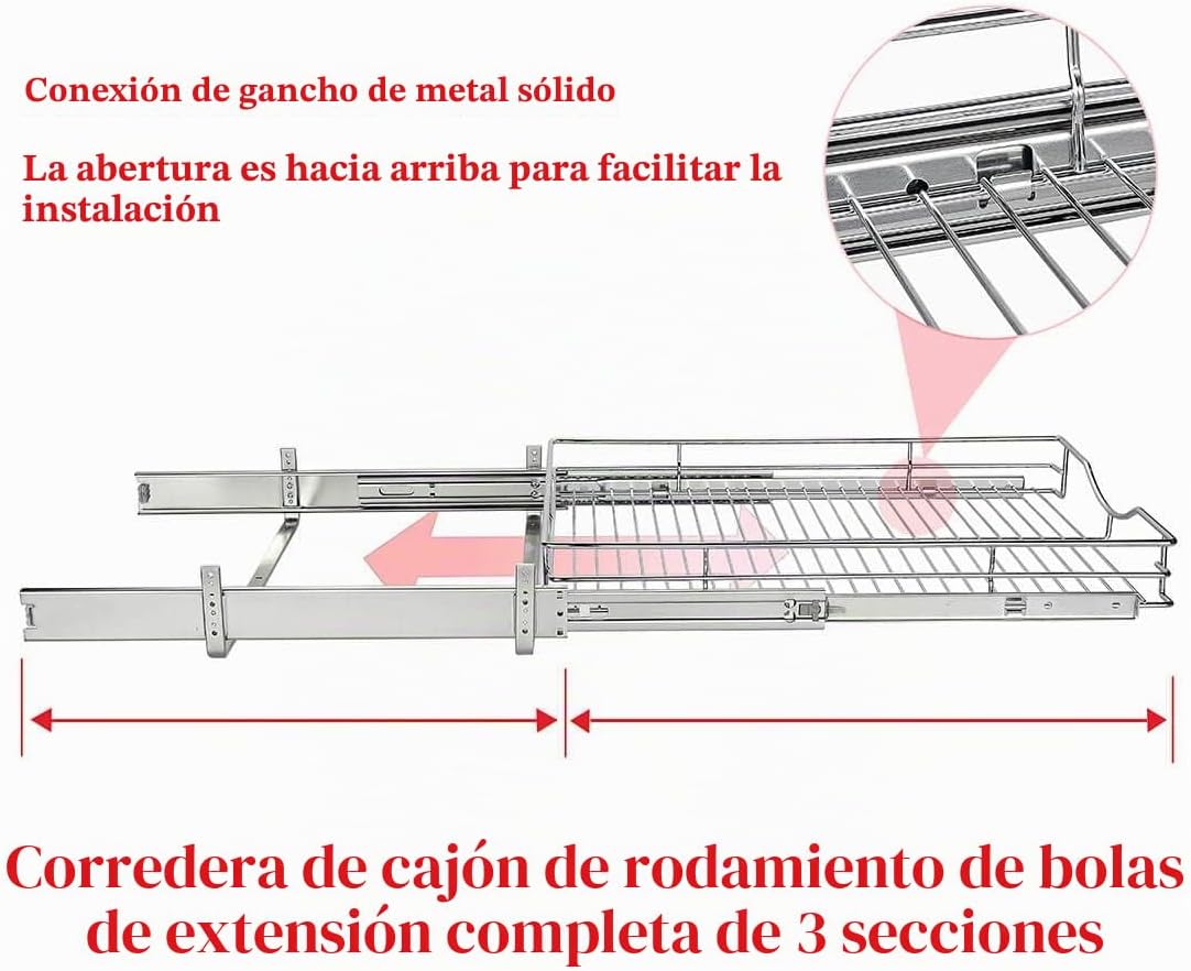 DINDON Organizador de gabinete extraíble de 1 nivel (17 pulgadas de...