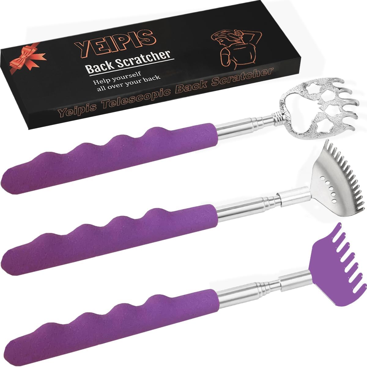 Yeipis Paquete de 3 Rascadores de Espalda Diferentes de Metal Portá...