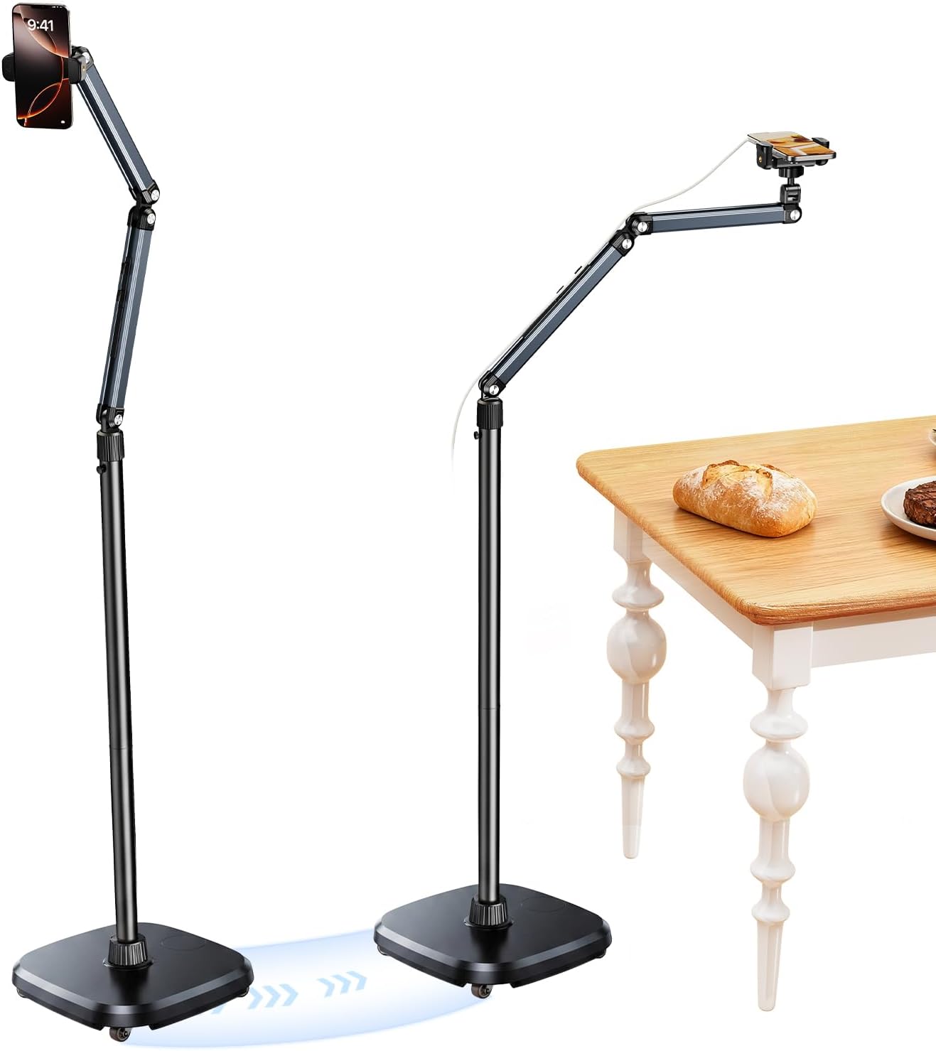 NIFBANG Soporte de teléfono de suelo con ruedas, soporte para teléf...