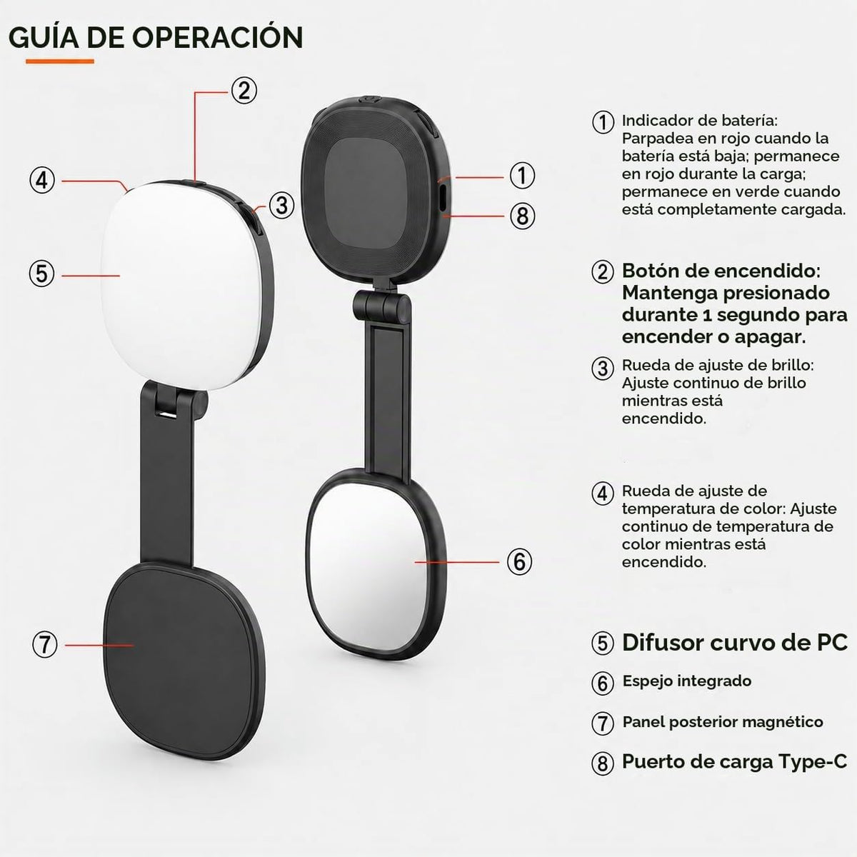 Luz magnética para selfie compatible con MagSafe, luz LED plegable...