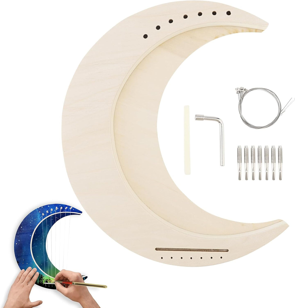 OriGlam Arpa de lira 7 cuerdas DIY, instrumento musical de arpa de...