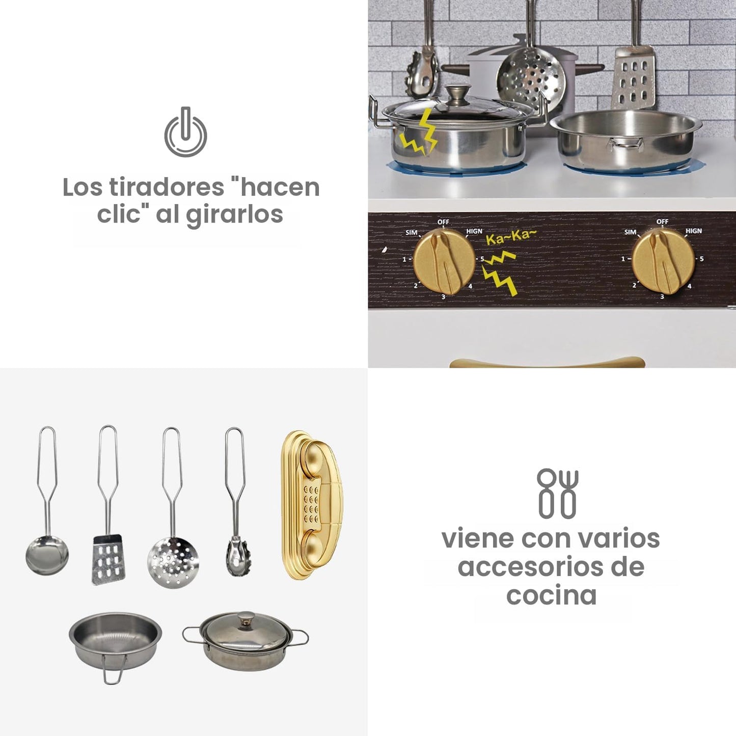 TOUCH US Conjunto de Juguetes de Cocina de Madera con Luz, Juego de...