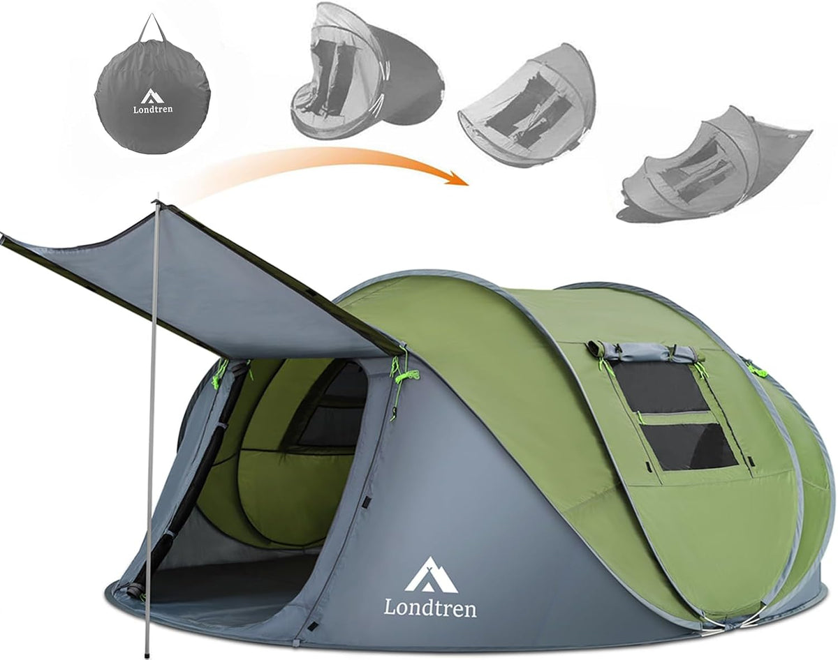 Tienda de campaña desplegable fácil para 4 personas, impermeable, c...