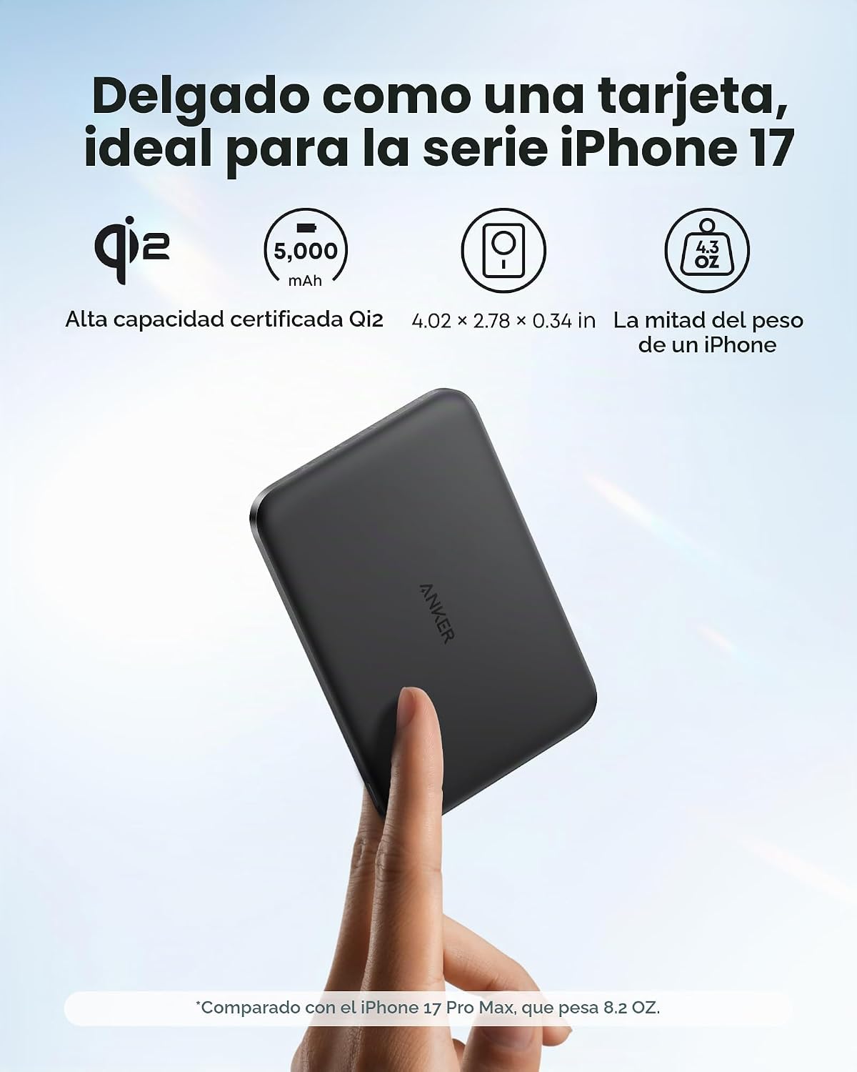 Anker Nano Power Bank, Batería de Carga Magnética Inalámbrica de 5,...