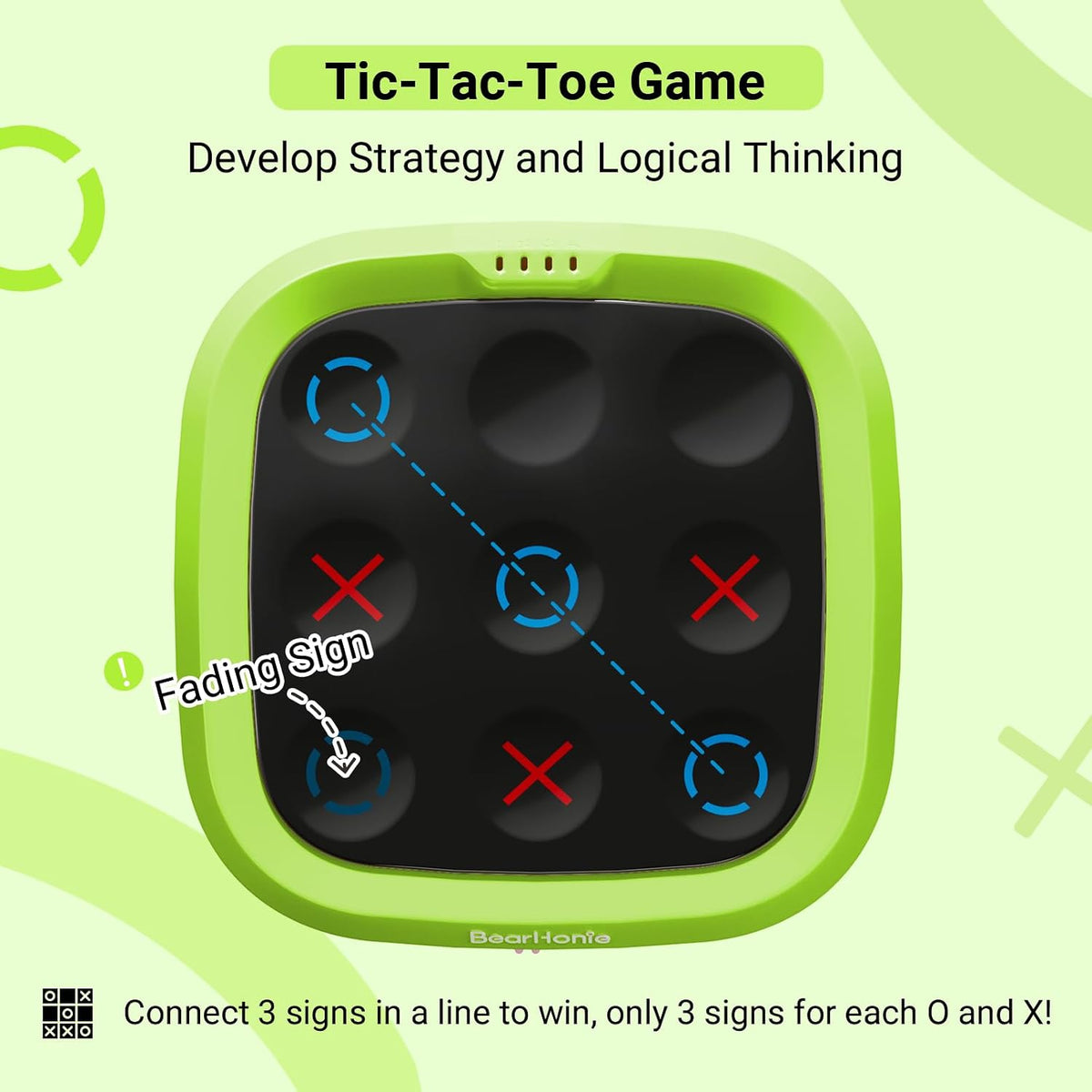 BearHonie Juego de Tic Tac Toe, juegos de viaje para niños con modo...