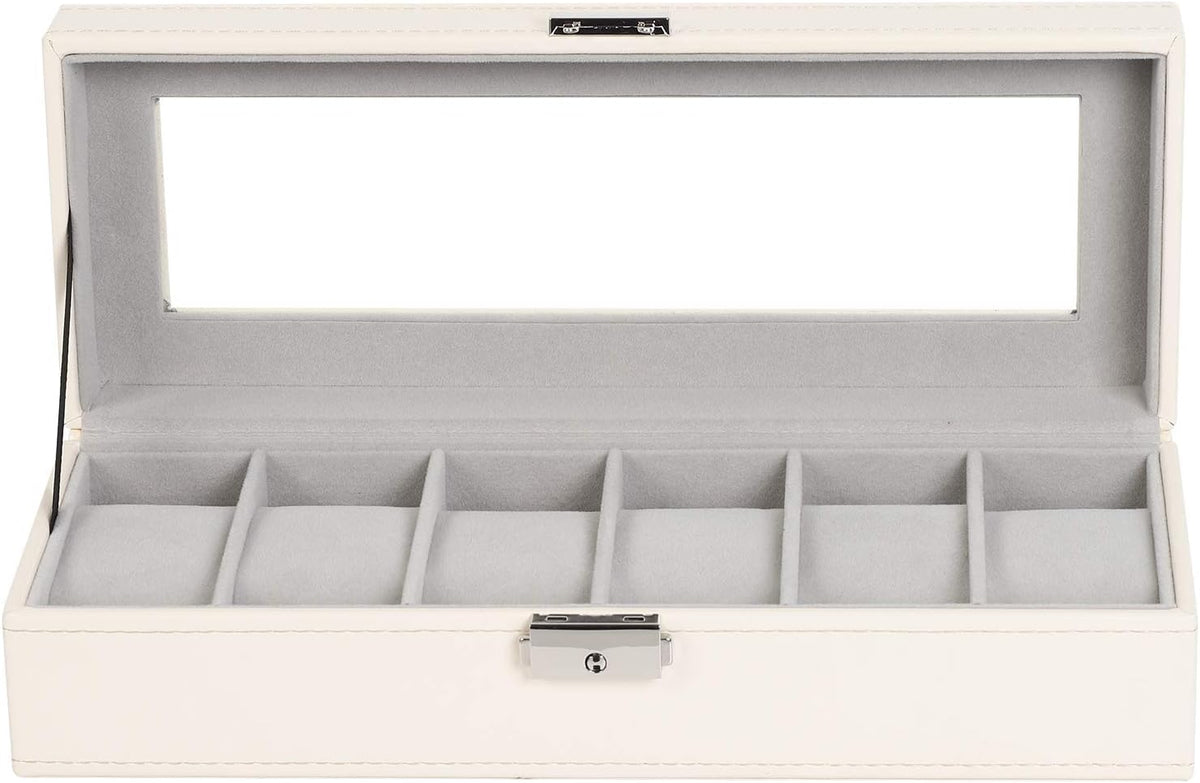 NEX Caja de reloj, caja organizadora de reloj de cuero con 6 ranura...