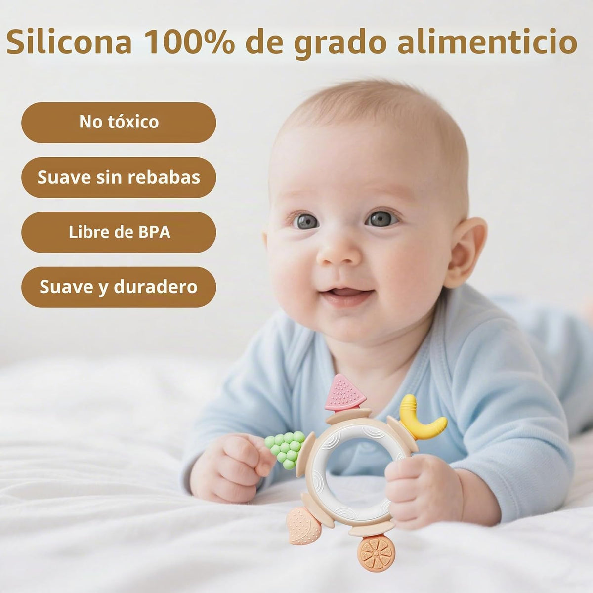 Mordedores de silicona Hooku para bebés de 6 a 12 meses, juguetes d...