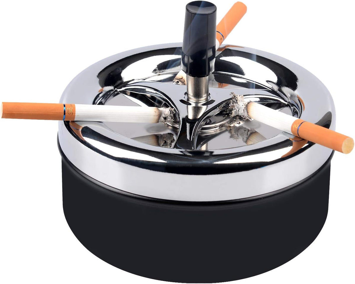 ONE250 Cenicero redondo de acero inoxidable moderno de mesa con ban...