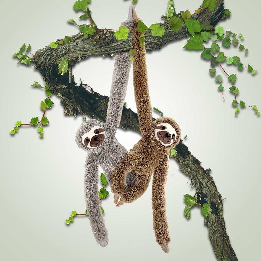 Perezoso colgante de animales de peluche, 2 piezas de perezoso gris...