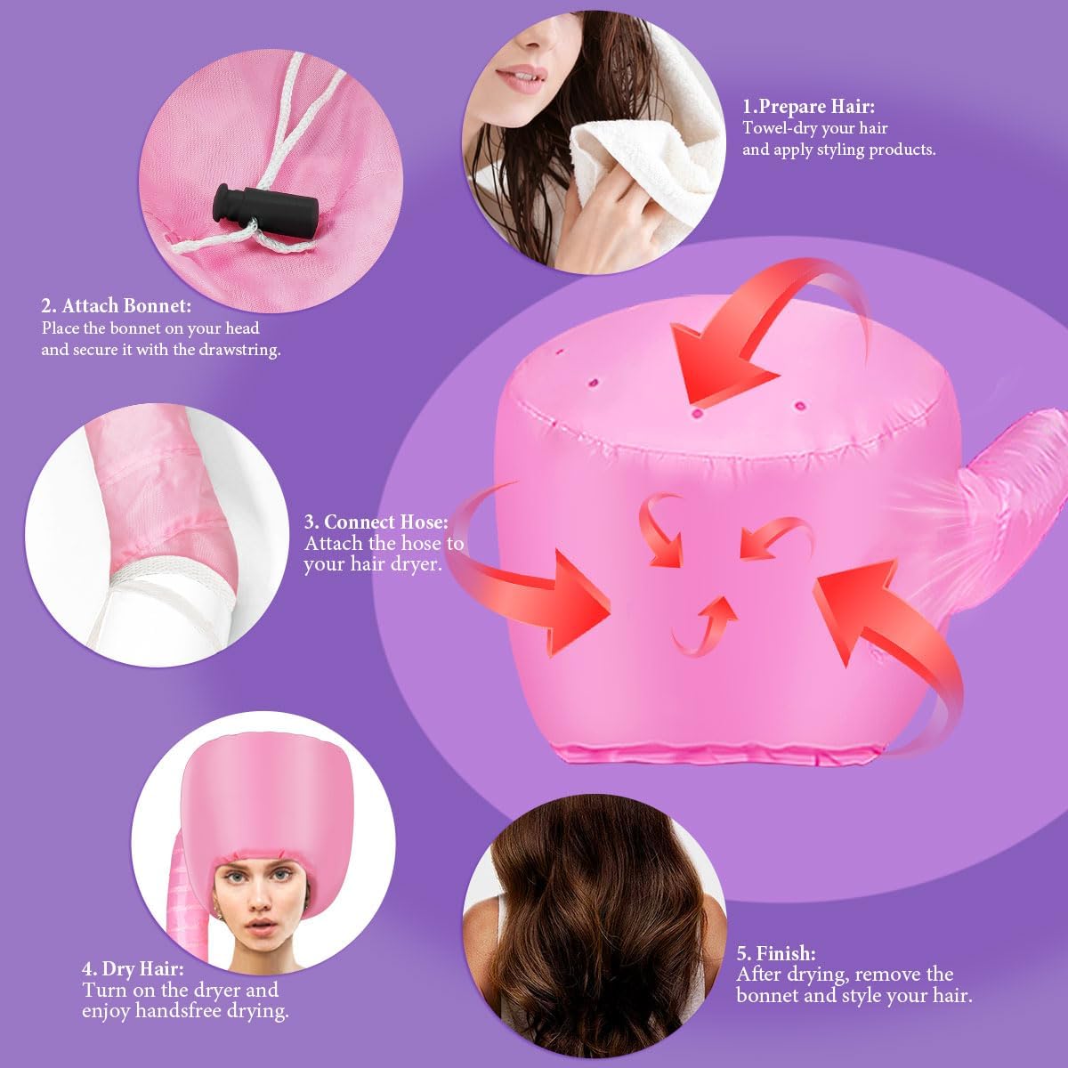 Secador de Cabello con Capucha - Secador de Cabello con Capucha de...