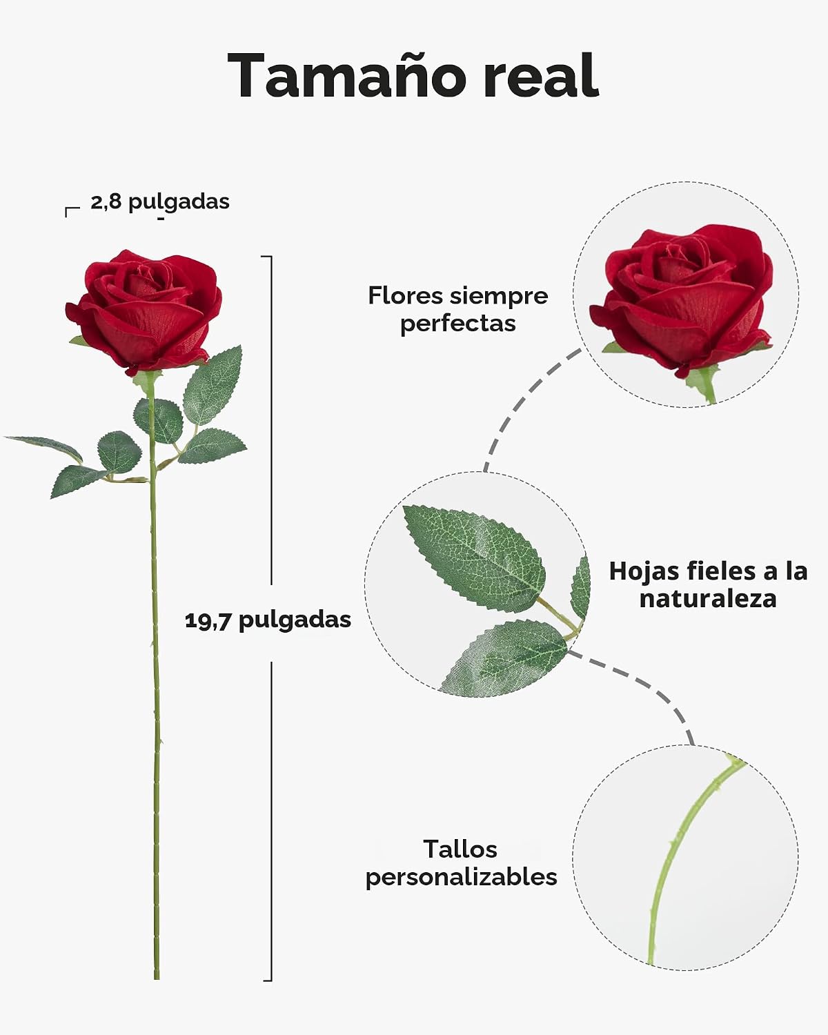 InnoGear Rosas rojas artificiales 50 piezas de terciopelo falso sed...