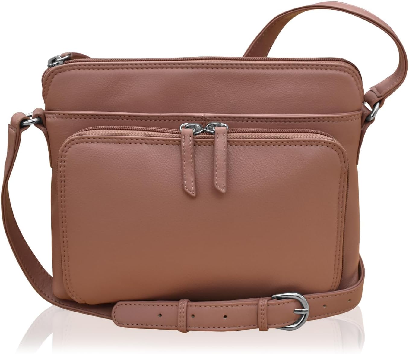 ili New York Bolsos cruzados de cuero genuino para mujer, organizad...