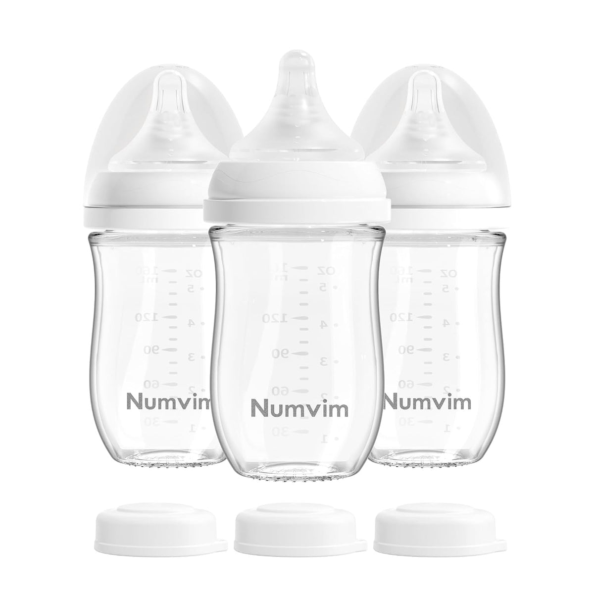 Numvim Biberones de vidrio natural para bebés de flujo suave y lent...