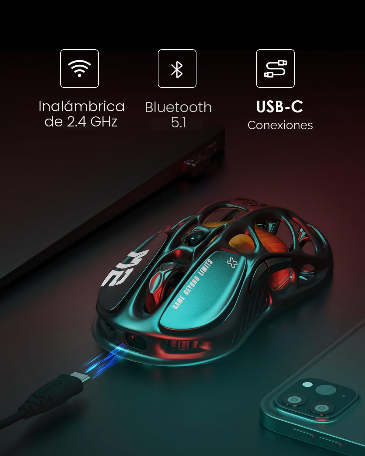 GravaStar Mercury M2 - Ratón inalámbrico para juegos con 26,000 DPI...