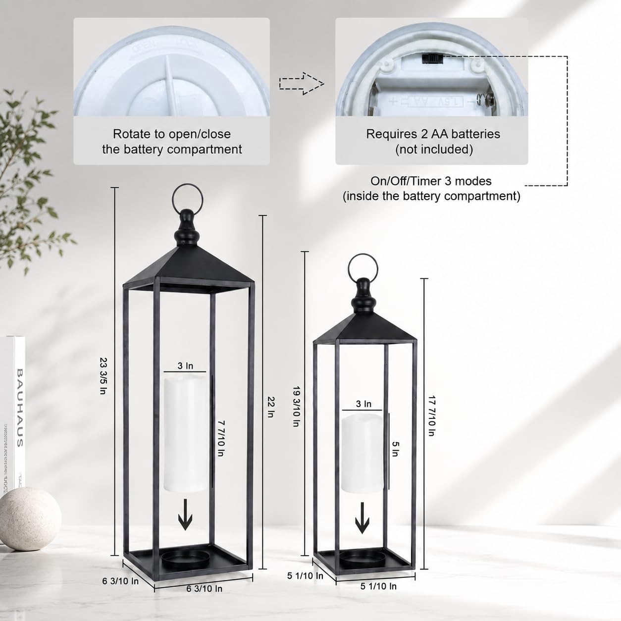 Faroles LED decorativos para interiores y exteriores, juego de faro...