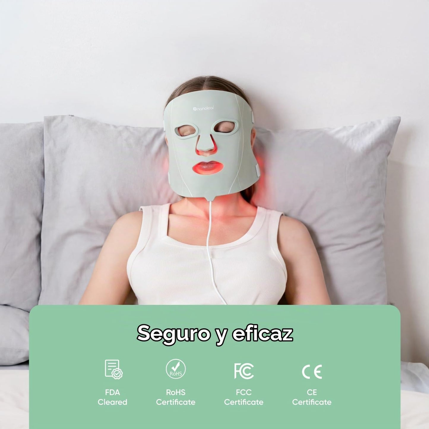 Nanoleaf Máscara facial LED aprobada por la FDA con 7 modos de tera...