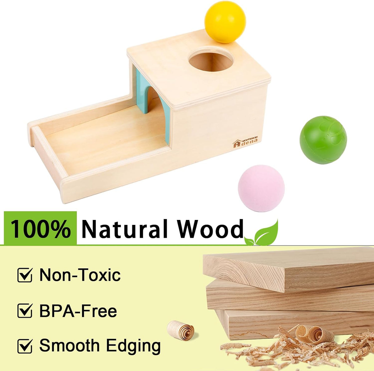 Adena Montessori Juguete de Madera para Bebé de 6-12 Meses, 3 Pelot...