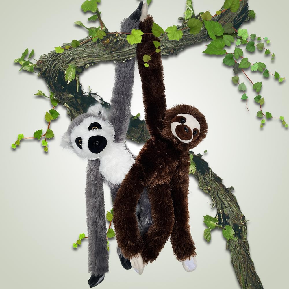 Hideekoog Animales de peluche colgantes, 2 piezas de perezoso lémur...