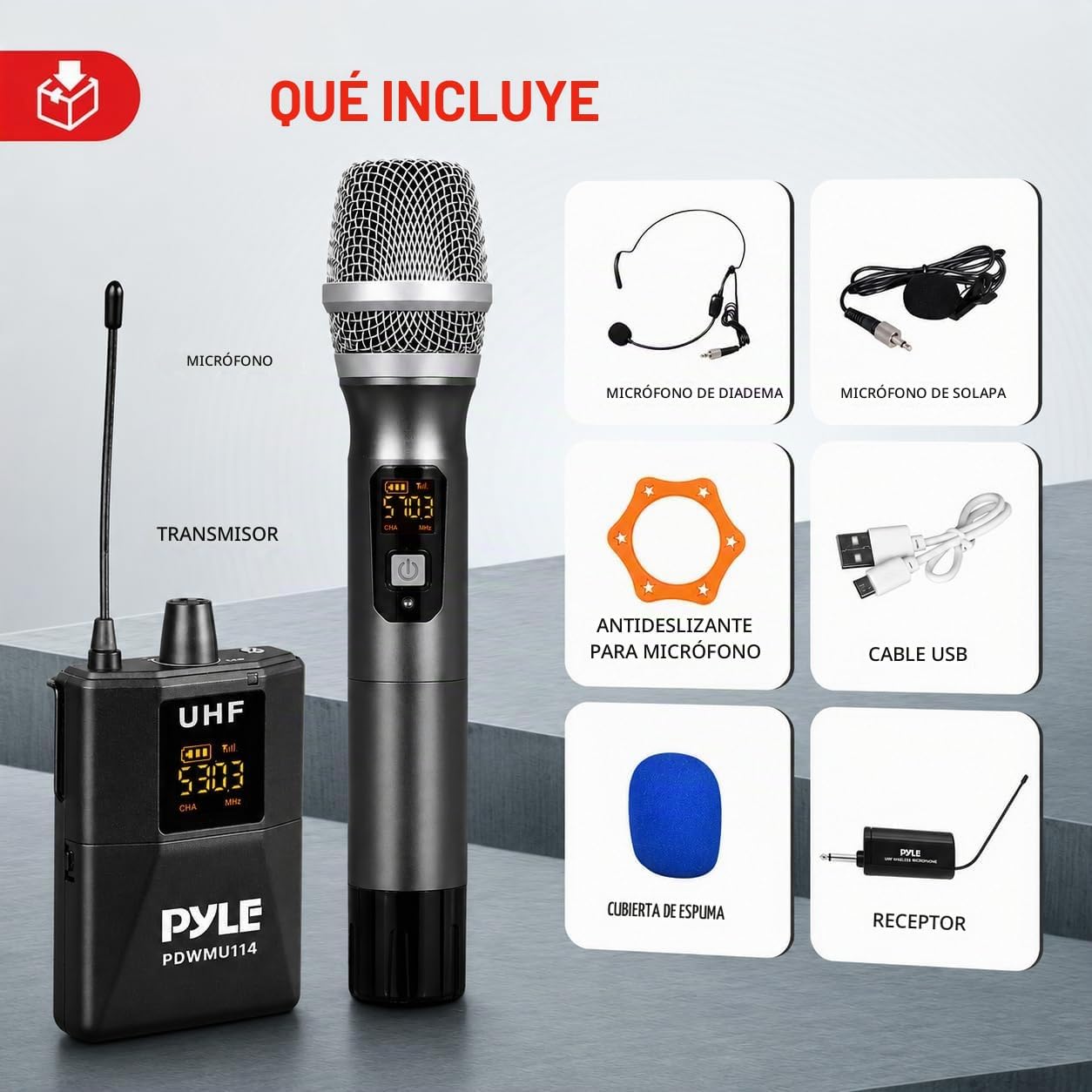 Kit de sistema de micrófono inalámbrico UHF - Juego de micrófono in...