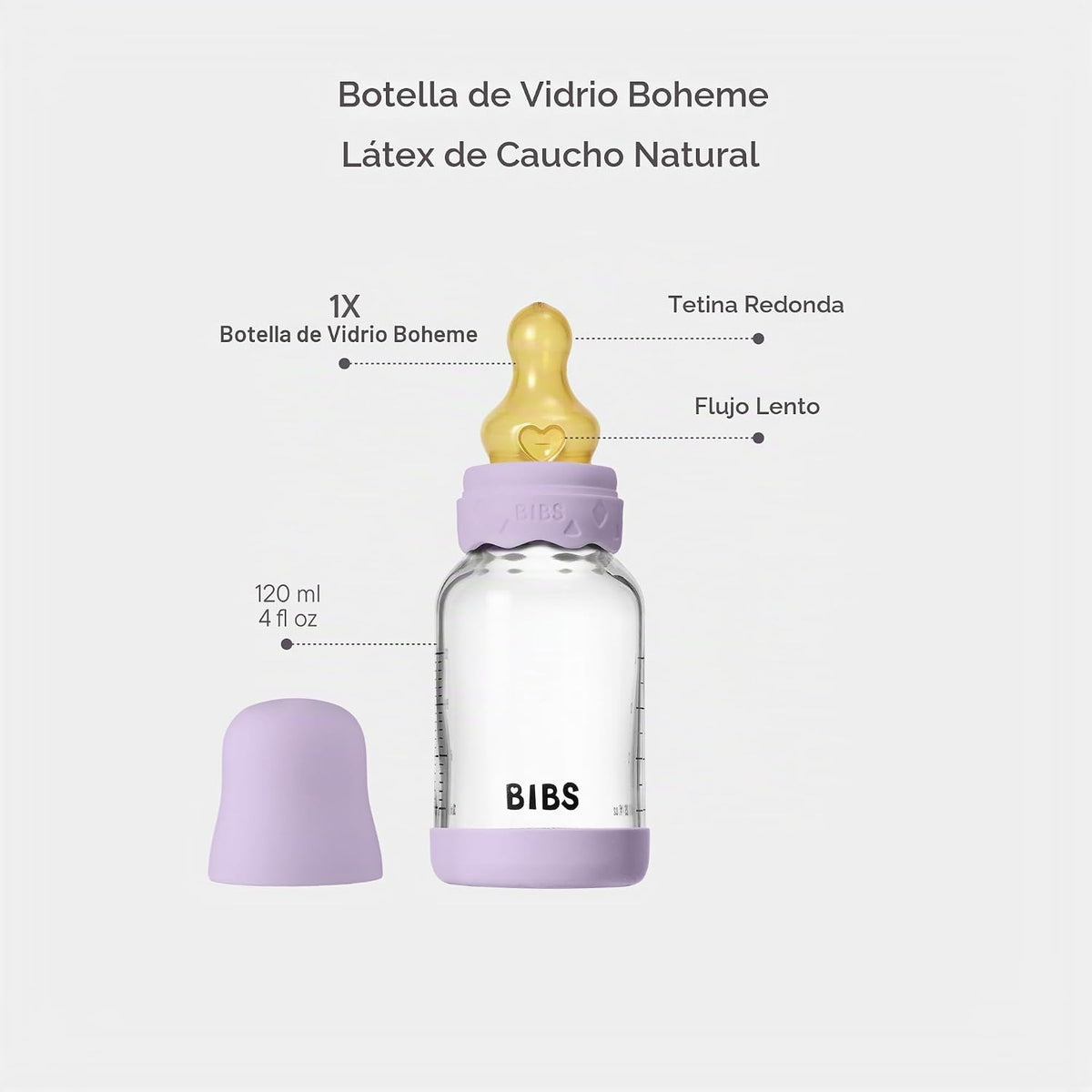 BIBS - Biberón de cristal bohemio, 4.06 onzas, paquete de 1, cielo...