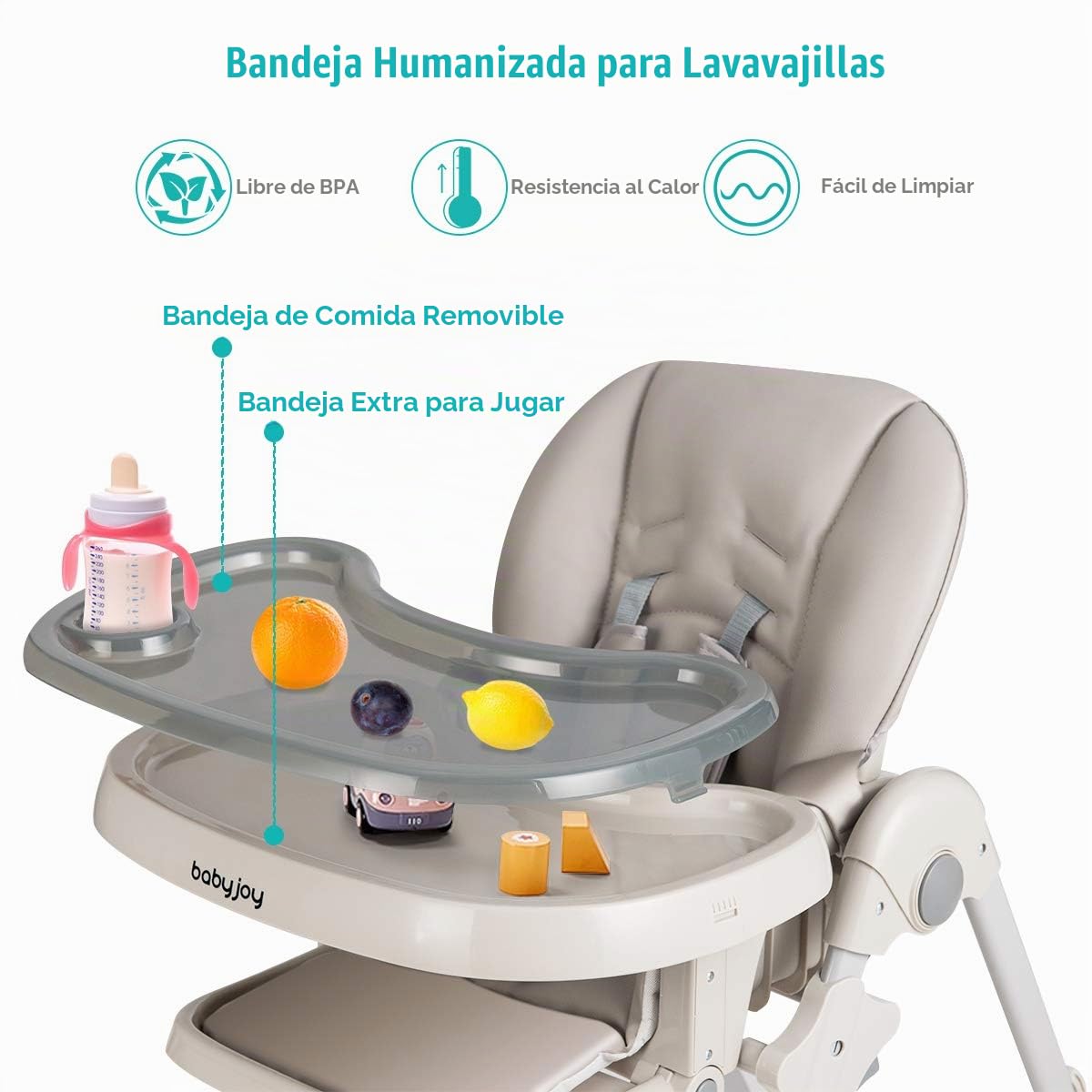 BABY JOY Silla alta convertible para bebés y niños pequeños, altura...