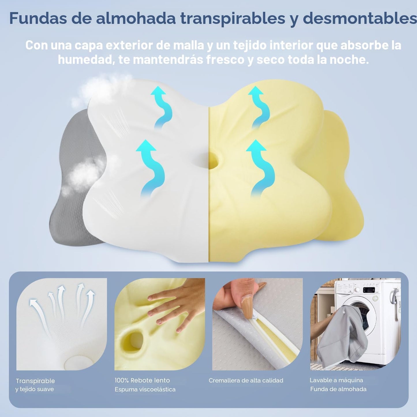 CosBed Almohada cervical para el cuello, almohada de espuma viscoel...