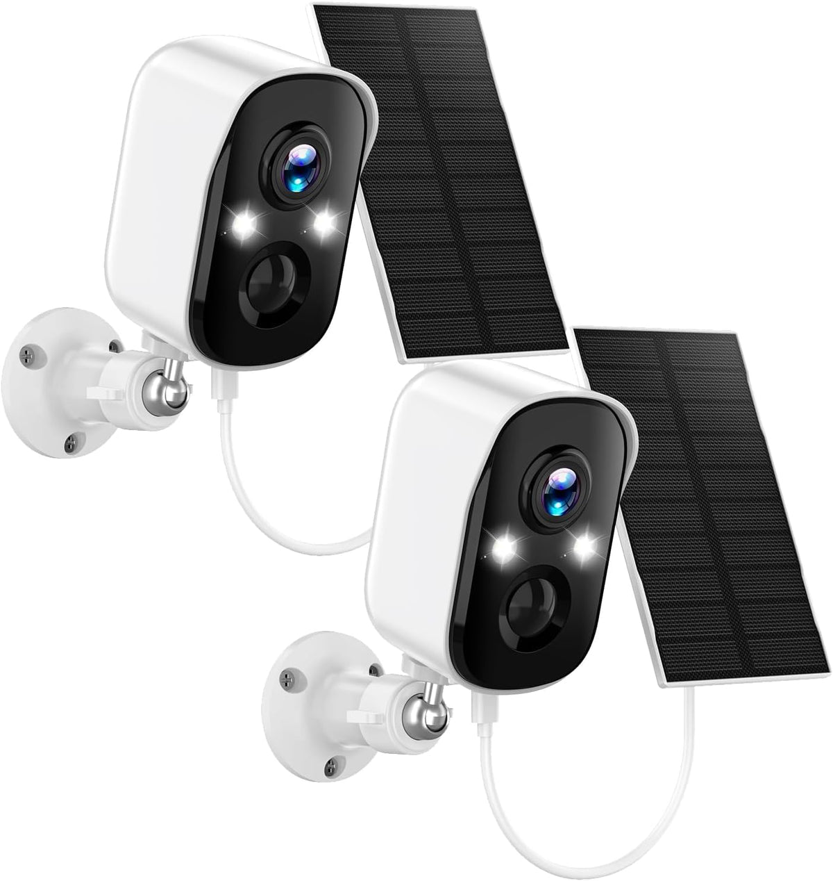 Poyasilon Paquete de 2 cámaras solares de seguridad inalámbricas pa...