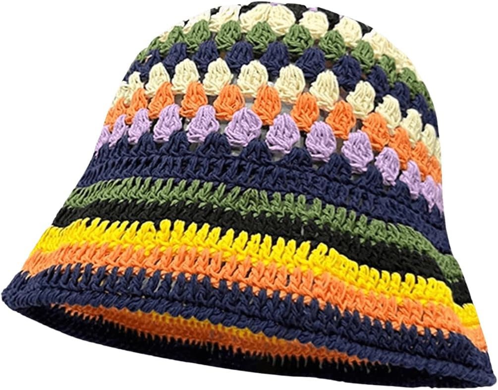 GORGLITTER Gorros de ganchillo para mujer, gorro de punto con bloqu...