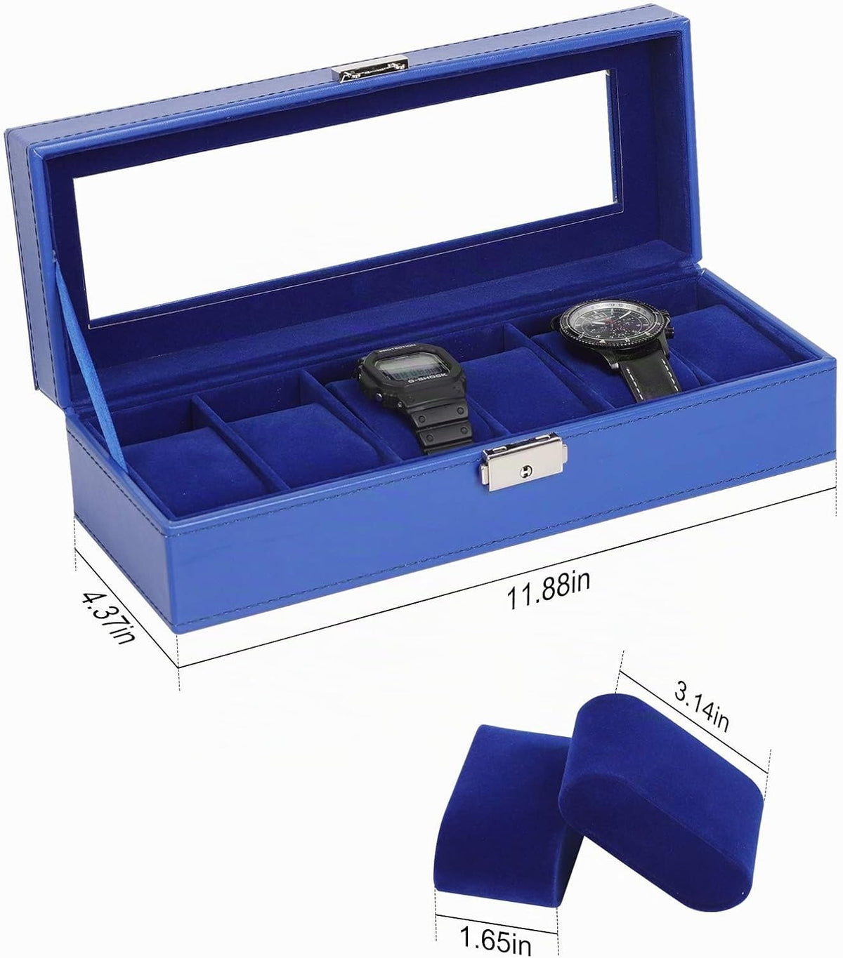 NEX Caja de reloj, organizador de 6 ranuras para relojes con caja d...