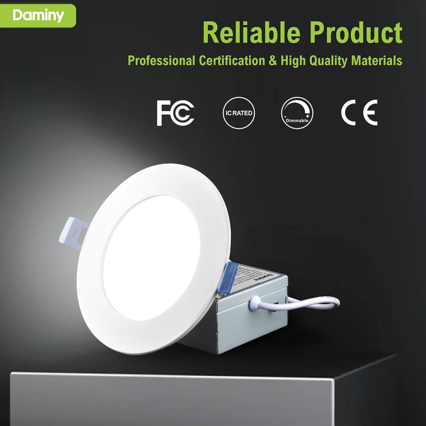 DAMINY Paquete de 12 luces empotrables LED de 6 pulgadas, luz empot...