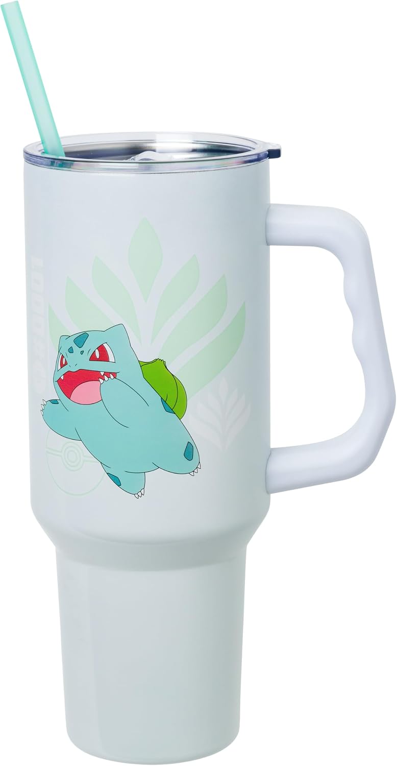 Silver Buffalo Pokémon Bulbasaur, vaso de acero inoxidable, 40 onza...