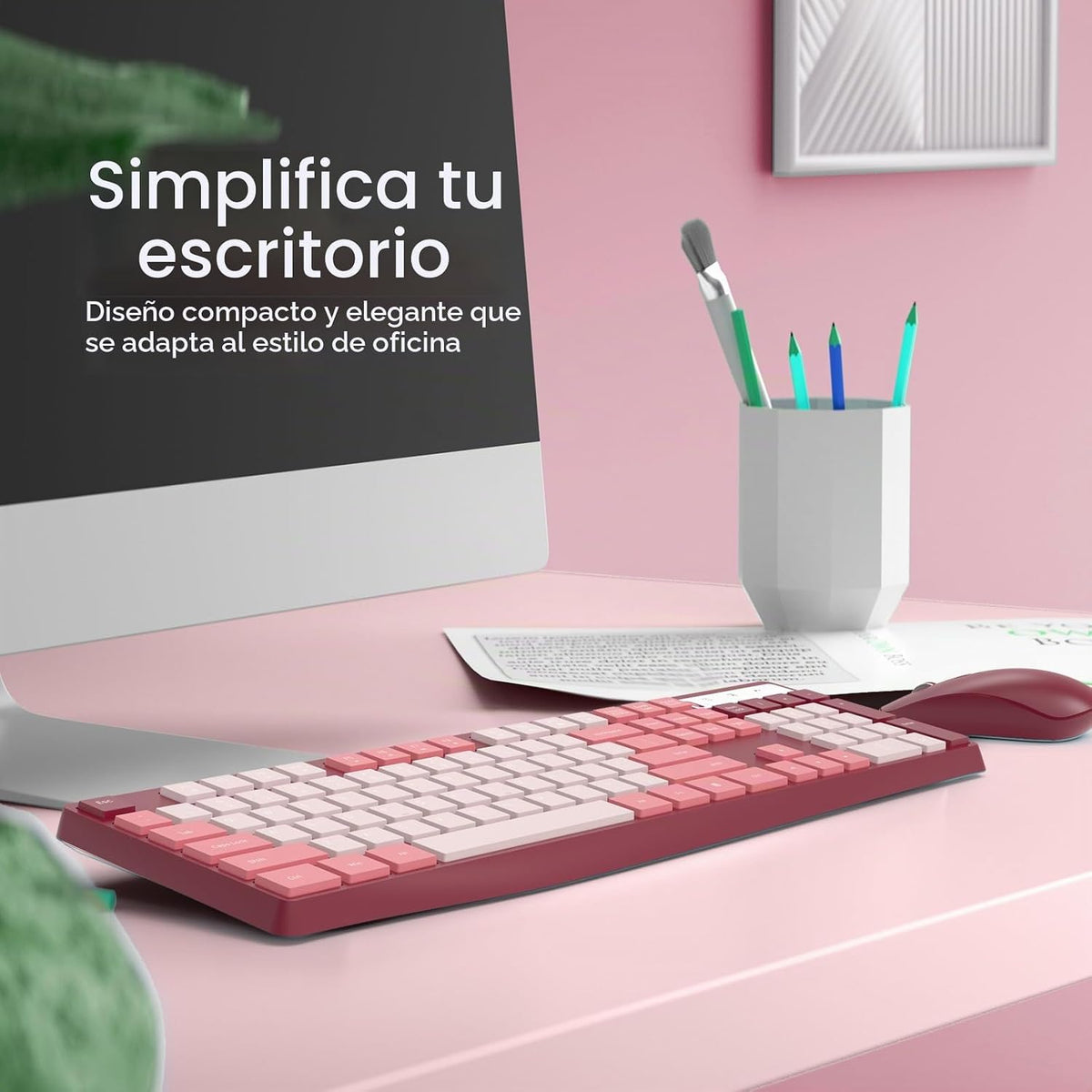 Combo de teclado y ratón inalámbricos, Lovaky teclado y ratón ergon...