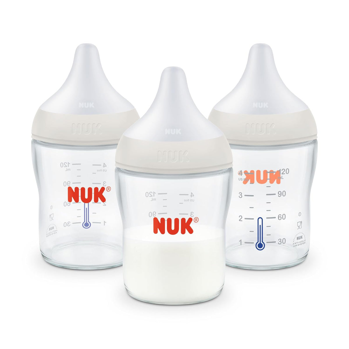 NUK Perfect Match - Botella de vidrio natural + anticólico, 4 onzas...