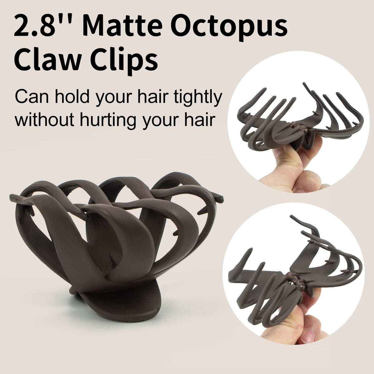 Pinzas de pelo de pulpo medianas de 2.8 pulgadas para mujer, pinzas...