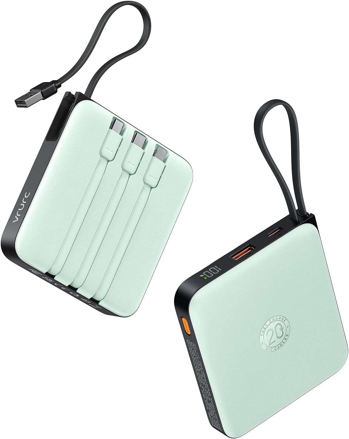 VRURC Banco de energía portátil con cables integrados, 20000mAh 22....