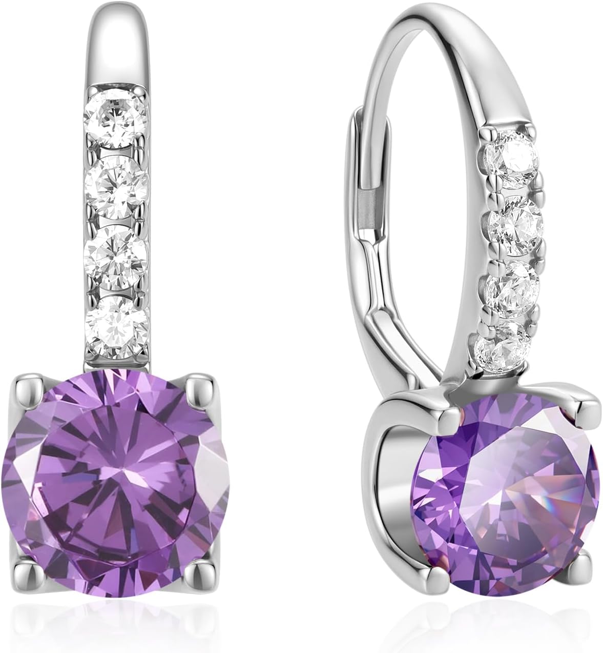 FANCIME Pendientes colgantes con piedra natal para mujer de plata d...