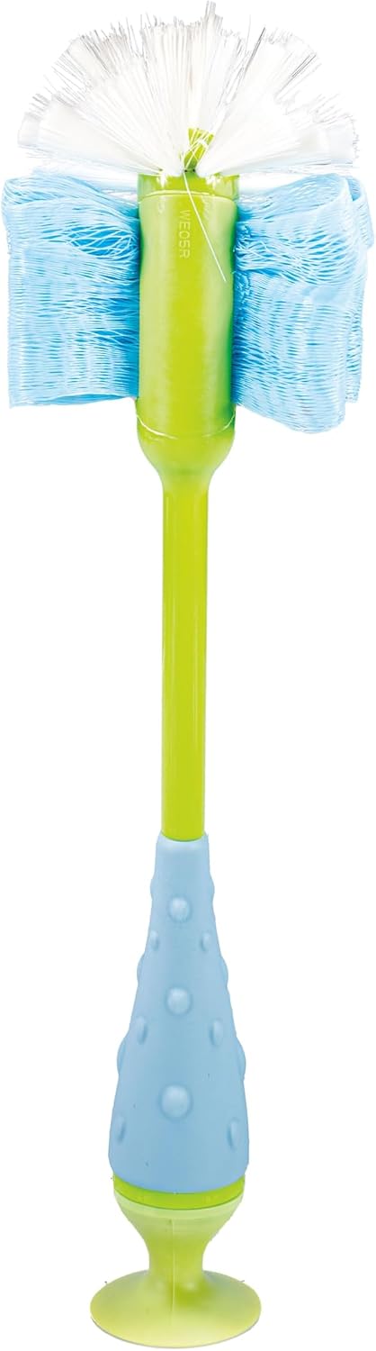 Nuby Cepillo 2 en 1 para biberón con soporte, cerdas de nailon suav...