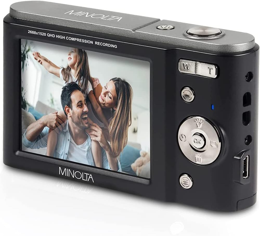 Minolta MND20-BK - Cámara digital Ultra HD de 44 MP 2.7K, paquete n...