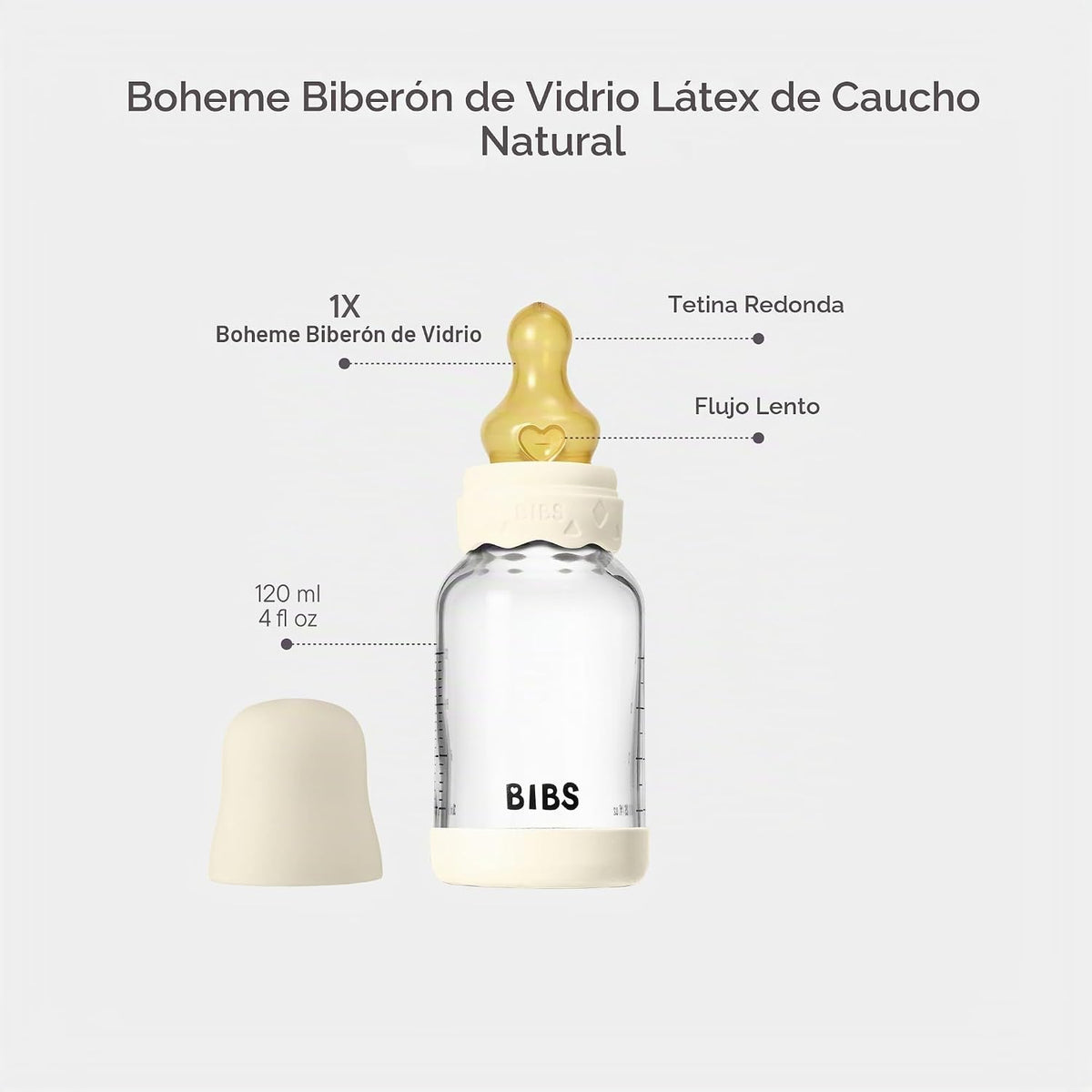 BIBS - Biberón de cristal bohemio, 4.06 onzas, paquete de 1, pezón...