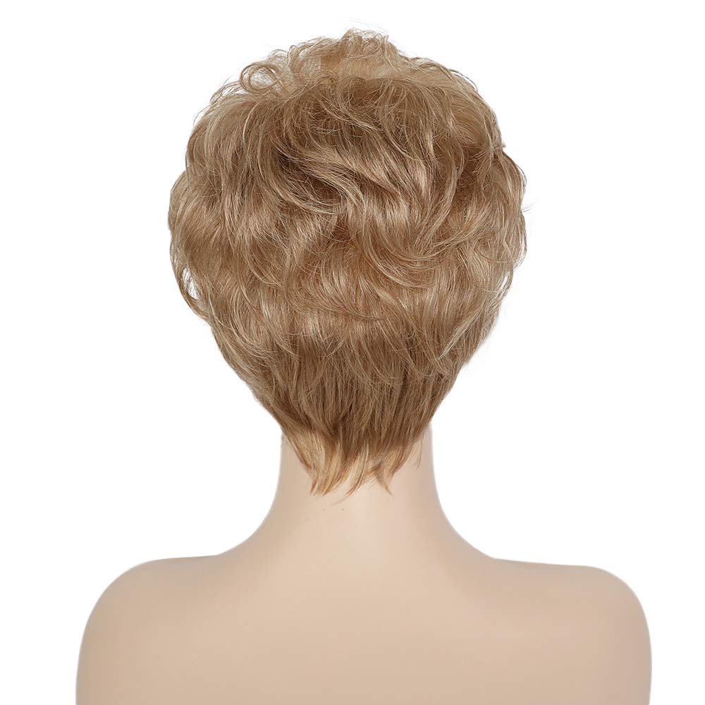EMMOR Pelucas de Cabello Humano Rubio Corto para Mujeres Mezcladas...