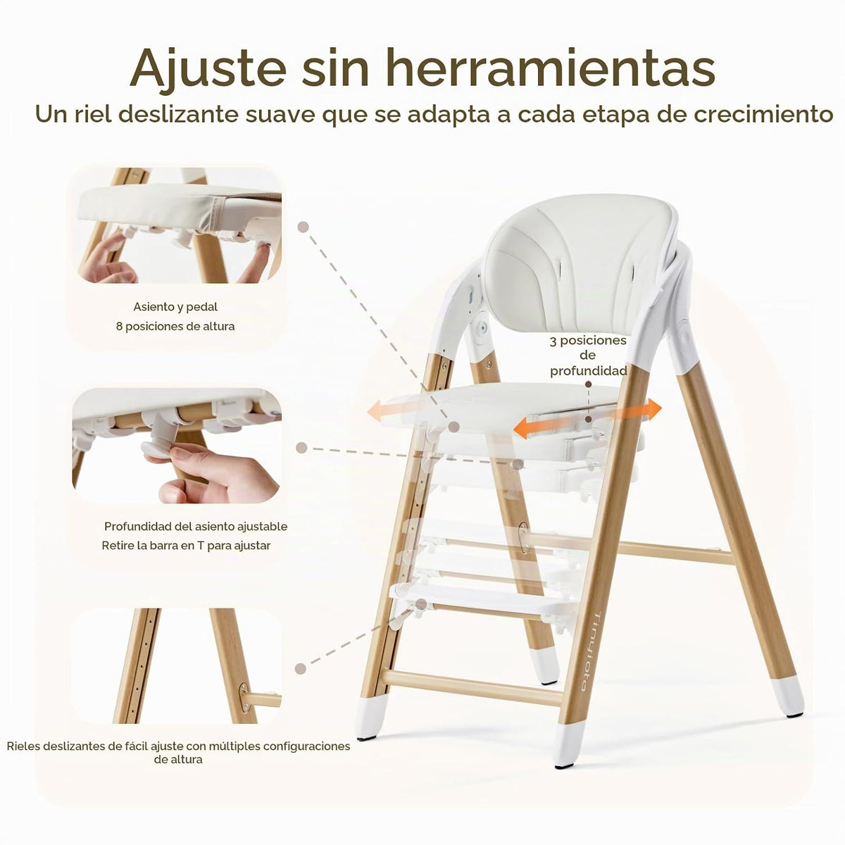Tinyiota Silla alta para bebés y niños pequeños, silla alta convert...