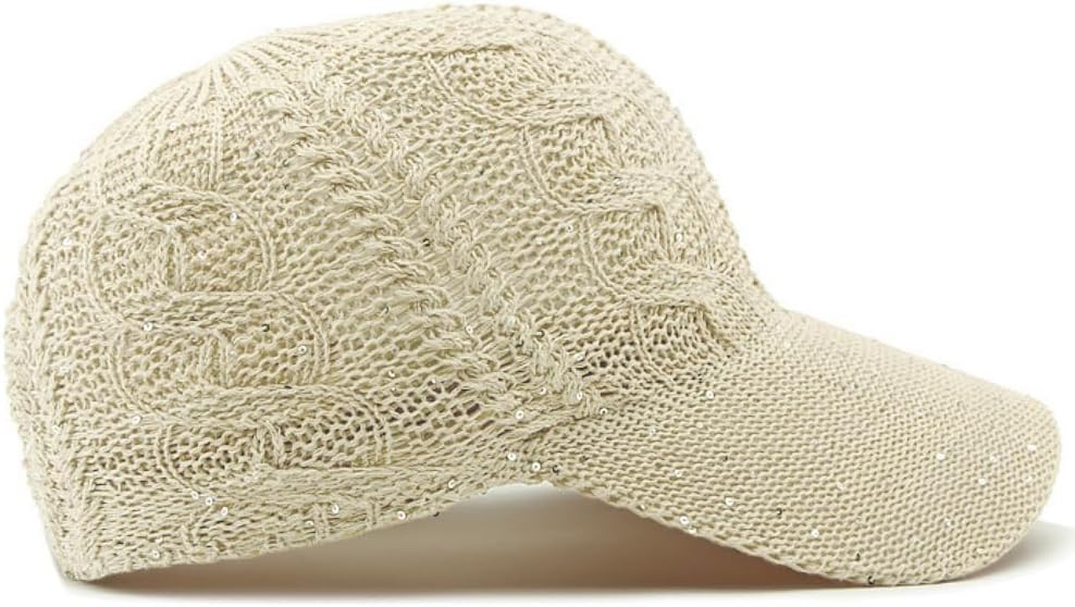 Gorra de béisbol de malla con purpurina para mujer, transpirable, a...