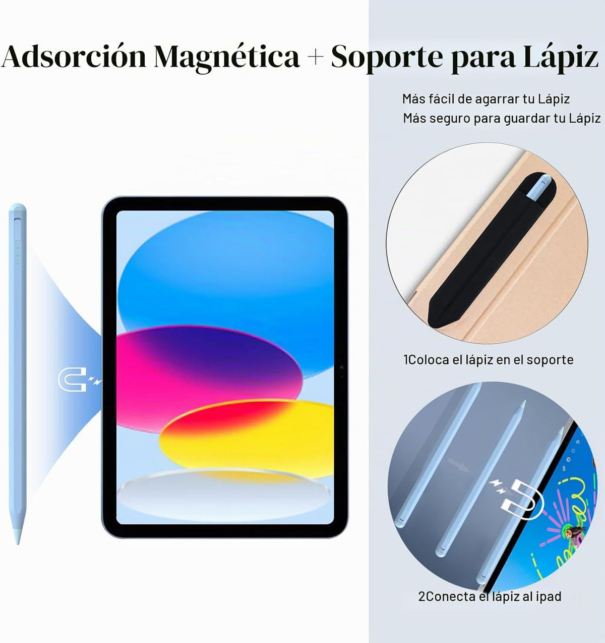 Pluma táctil para iPad 11 y 10ª generación, carga 14 minutos más rá...
