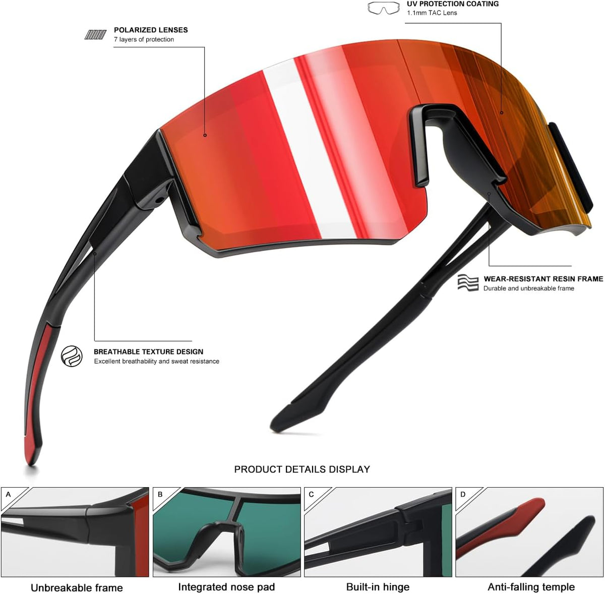 SEKKAF Gafas de sol polarizadas para hombres y mujeres, gafas de so...