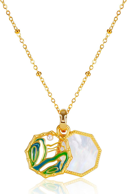 Collar de Ojo de Tigre Colgante Marrón Collares de Oro para Mujeres...