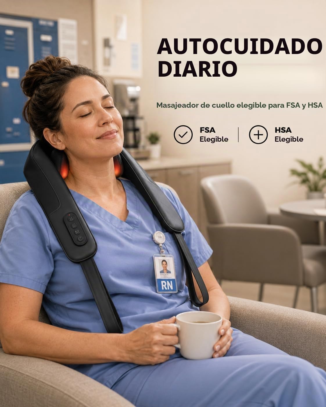 CooCoCo Masajeador de cuello inalámbrico con calor elegible por la...